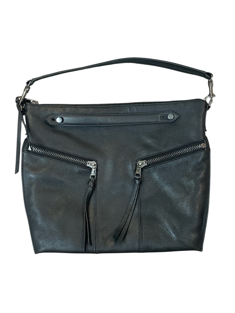Botkier Trigger Convertible Leather Hobo Bag Purse Black Pebbled Leather
